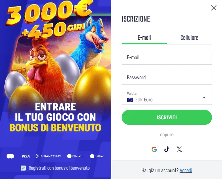 Registrazione Winnita Casino